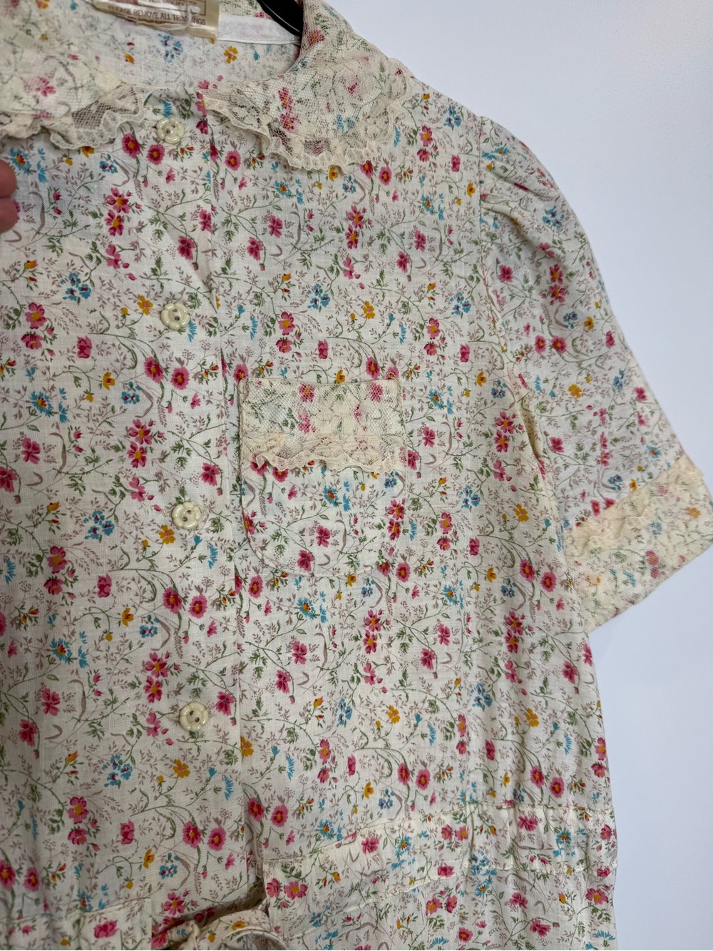 Vintage Cottagecore Floral Dress Lace Collar Prairie Midi Romantic Feminine - Picture 4 of 11